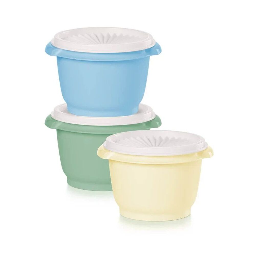 NEW Tupperware Servalier 2.5 Cup bowl set of 3 Dreamy pastels with seal